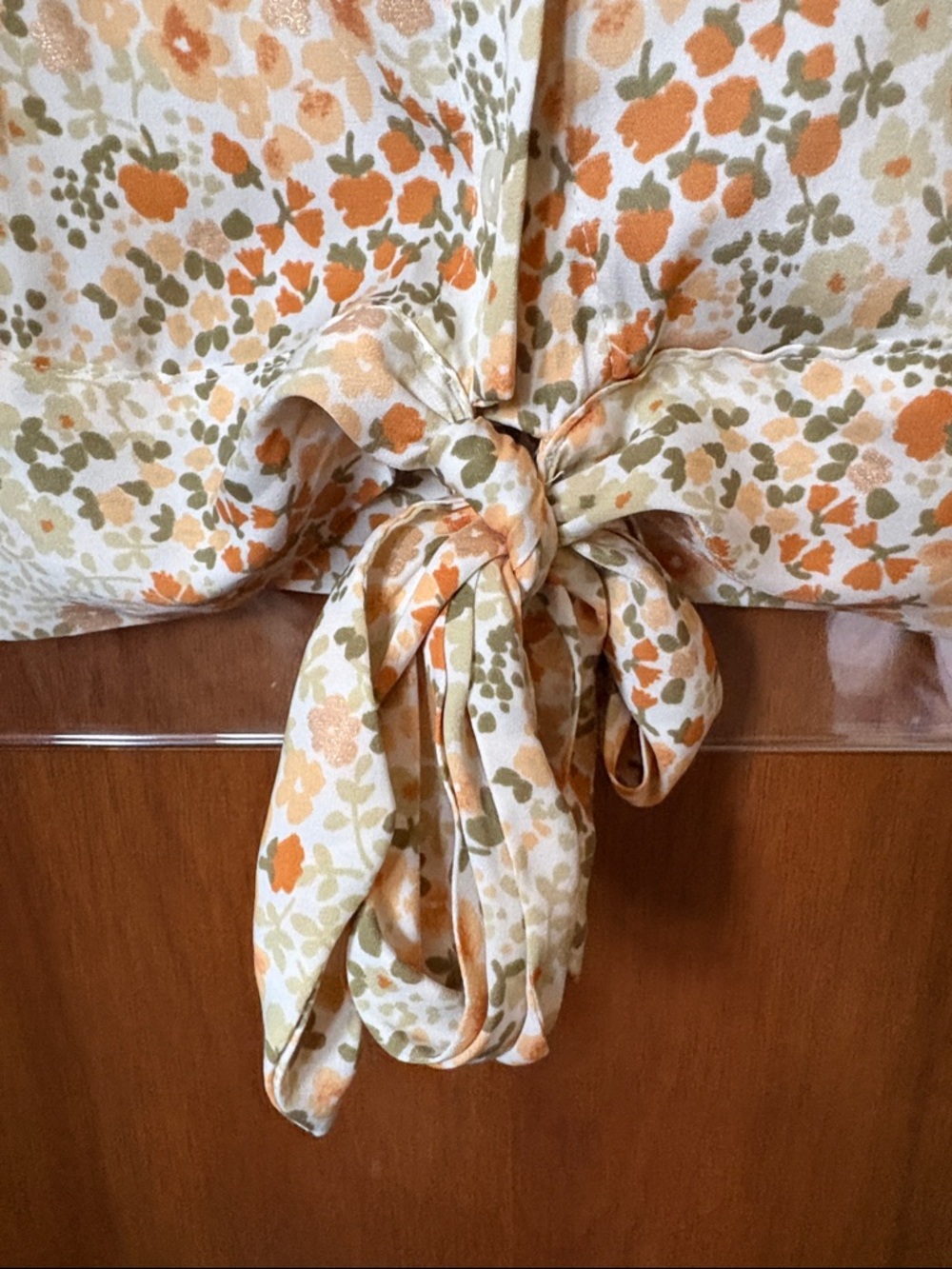 LC Lauren Conrad Button Down Floral Tie Waist Blouse - Picture 7 of 9